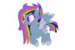 Size: 627x413 | Tagged: safe, anonymous artist, artist:selenaede, oc, oc only, oc:comet cloud, pegasus, pony, bandage, base used, cutie mark, ear piercing, earring, female, flying, jewelry, mare, markings, not rainbow dash, piercing, solo, wings