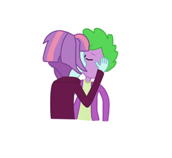 Size: 651x600 | Tagged: safe, artist:ulisesramirez132, spike, sunny flare, equestria girls, g4, eyes closed, hand on cheek, human spike, kissing, remake, shadowbolts, ship:spikeflare, shipping, spike gets all the crystal prep, spike gets all the equestria girls