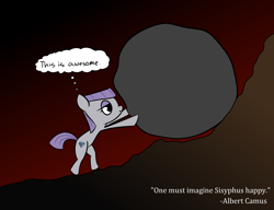 Size: 3000x2300 | Tagged: source needed, safe, artist:captaincontent, maud pie, earth pony, pony, boulder, dialogue, female, mare, quote, rock, sisyphus, solo, wrong cutie mark