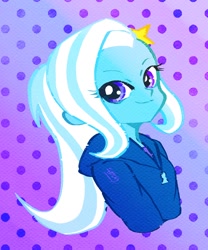 Size: 1000x1200 | Tagged: safe, artist:siba_kiti, trixie, equestria girls, g4, alternate hairstyle, babysitter trixie, clothes, female, hairpin, hoodie, smiling, solo