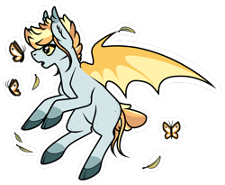 Size: 1373x1125 | Tagged: safe, artist:catdork, oc, oc only, oc:monarch, bat pony, butterfly, pony, bat pony oc, bat wings, cute, simple background, solo, transparent background, wings