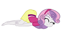 Size: 2484x1112 | Tagged: safe, artist:gmaplay, sweetie belle, equestria girls, g4, alternative outfit, ass, butt, face down ass up, female, mimir, simple background, solo, sweetie butt, transparent background