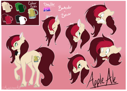 Size: 7000x5000 | Tagged: safe, artist:mapleicious, oc, oc:appleale, earth pony, pony, bowtie, cutie mark, earth pony oc, expressions, female, mare, reference sheet, two toned mane