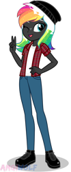 Size: 1316x3158 | Tagged: safe, artist:amgiwolf, oc, oc only, equestria girls, g4, clothes, one eye closed, plaid shirt, shirt, simple background, solo, transparent background, wink