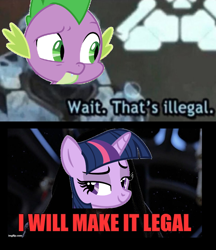 Size: 800x926 | Tagged: artist needed, safe, edit, spike, twilight sparkle, g4, bedroom eyes, crossing the memes, emperor palpatine, halo (series), master chief, meme, star wars, text