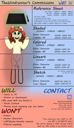 Size: 1700x2924 | Tagged: safe, artist:thewindrunner, oc, oc only, pony, unicorn, semi-anthro, advertisement, arm hooves, commission info, graphics tablet, solo