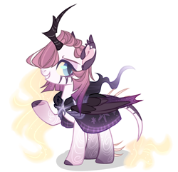 Size: 1024x988 | Tagged: safe, artist:manella-art, artist:mint-light, oc, oc only, oc:craner moon, alicorn, bat pony, bat pony alicorn, pony, base used, bat pony oc, bat wings, cloak, clothes, crooked horn, female, horn, mare, simple background, solo, transparent background, wings