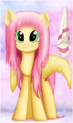 Size: 981x1660 | Tagged: safe, artist:ctb-36, artist:trickynicky, edit, editor:swegmeiser, fluttershy, pegasus, pony, g4, abstract background, cute, female, mare, shyabetes, smiling, solo, wet, wet mane