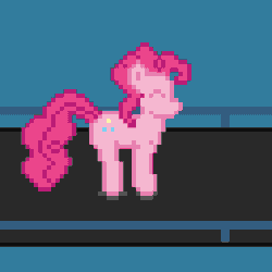 Size: 512x512 | Tagged: safe, artist:nitobit, derpibooru exclusive, pinkie pie, earth pony, pony, g4, animated, eyes closed, female, gif, happy, mare, no mouth, pixel art, pronking, solo, trampoline