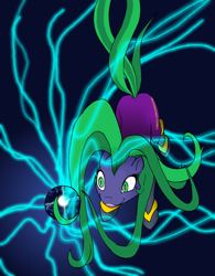Size: 2481x3183 | Tagged: safe, alternate version, artist:backgrounds-ponies, mane-iac, earth pony, pony, g4, bodysuit, clothes, commission, commissioner:reversalmushroom, digital art, electro orb, female, high res, mare, solo