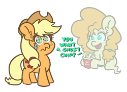 Size: 1100x800 | Tagged: safe, artist:threetwotwo32232, applejack, pear butter, earth pony, ghost, ghost pony, pony, undead, g4, crying, crying on the outside, female, food, french fries, looking at you, mare, parody, pear butter's ghost, sad, simple background, transparent background, wavy mouth