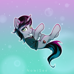 Size: 2000x2000 | Tagged: safe, artist:inowiseei, pony, unicorn, abstract background, clothes, commission, disguise, disguised siren, floating, grin, high res, horn, jewelry, kellin quinn, looking at you, male, necklace, ponified, shirt, sleeping with sirens, smiling, solo, stallion, t-shirt