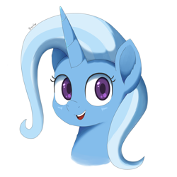 Size: 2500x2500 | Tagged: safe, artist:biocrine, trixie, pony, unicorn, g4, bust, cute, diatrixes, female, high res, looking at you, mare, portrait, simple background, smiling, smiling at you, solo, white background