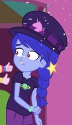 Size: 256x440 | Tagged: safe, screencap, space camp, equestria girls, five lines you need to stand in, g4, my little pony equestria girls: better together, confetti, cropped, female, hat, thumbs up