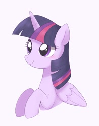 Size: 1609x2048 | Tagged: dead source, safe, artist:ginmaruxx, twilight sparkle, alicorn, pony, g4, blushing, cute, digital art, female, simple background, smiling, solo, twiabetes, twilight sparkle (alicorn)