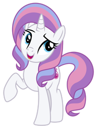 Size: 1024x1348 | Tagged: safe, artist:emeraldblast63, potion nova, pony, unicorn, g4, g4.5, my little pony: pony life, female, g4.5 to g4, generation leap, mare, open mouth, raised hoof, redesign, simple background, smiling, solo, transparent background, vector