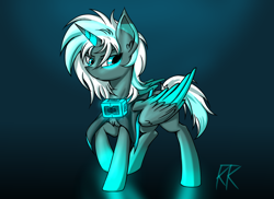 Size: 1370x1000 | Tagged: safe, artist:ktk's sky, oc, oc only, oc:time fence, alicorn, pony, box, clothes, male, solo, two toned wings, wings