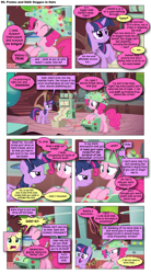 Size: 868x1574 | Tagged: safe, artist:dziadek1990, edit, edited screencap, screencap, fluttershy, pinkie pie, twilight sparkle, comic:ponies and d&d, feeling pinkie keen, g4, season 1, comic, conversation, dialogue, dungeons and dragons, emote story:ponies and d&d, pen and paper rpg, rpg, screencap comic, slice of life, speech bubble, tabletop game, text, twilight's lab