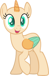 Size: 973x1513 | Tagged: safe, artist:pegasski, oc, oc only, alicorn, pony, g4, the perfect pear, alicorn oc, bald, base, eyelashes, female, horn, mare, open mouth, raised hoof, simple background, smiling, solo, transparent background, two toned wings, wings