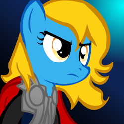 Size: 700x700 | Tagged: safe, artist:marytheechidna, oc, oc only, oc:internet explorer, earth pony, pony, ask internet explorer, browser ponies, internet explorer, solo, thor
