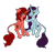 Size: 1648x1538 | Tagged: safe, artist:midnightfire1222, oc, oc:iolite, oc:ruby aura, crystal pony, pony, unicorn, female, mlpforum, present, request, siblings, simple background, sisters, transparent background