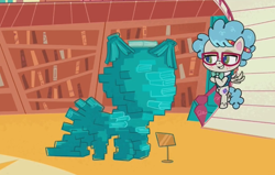 Size: 776x493 | Tagged: safe, screencap, magic (g4.5), pegasus, pony, cute-pocalypse meow, g4.5, my little pony: pony life, acne, bowtie, clothes, glasses, librarian, library, pencil behind ear