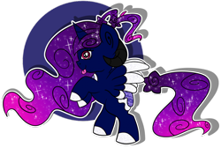 Size: 1024x690 | Tagged: safe, artist:szarlotki, oc, oc only, oc:galaxy flare, alicorn, pony, alicorn oc, horn, simple background, solo, tongue out, transparent background, wings