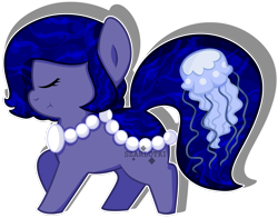 Size: 2763x2170 | Tagged: safe, artist:szarlotki, oc, oc only, oc:nettle, earth pony, jellyfish, pony, earth pony oc, eyes closed, high res, jewelry, necklace, pearl necklace, simple background, solo, transparent background