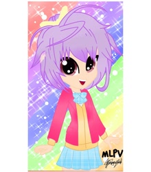 Size: 1080x1230 | Tagged: safe, artist:rinbow_dah, oc, oc only, equestria girls, g4, :d, clothes, female, open mouth, signature, skirt, smiling, solo