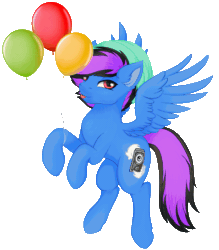 Size: 2783x3179 | Tagged: safe, alternate character, alternate version, artist:bellfa, part of a set, oc, oc only, pegasus, pony, :p, animated, balloon, beanie, commission, cutie mark, ear fluff, ear piercing, earring, flying, gif, hat, high res, jewelry, lidded eyes, looking at you, male, piercing, simple background, smiling, solo, spread wings, stallion, tongue out, transparent background, wings, ych result