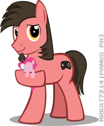 Size: 7292x8818 | Tagged: safe, artist:ace play, pinkie pie, oc, oc only, oc:ace play, earth pony, pony, absurd resolution, facial hair, goatee, hoof hold, male, plushie, simple background, solo, stallion, transparent background