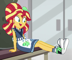 Size: 412x347 | Tagged: safe, screencap, sunset shimmer, equestria girls, g4, good vibes, my little pony equestria girls: summertime shorts, converse, cropped, female, shoes, solo, sunset sushi
