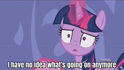 Size: 1920x1080 | Tagged: safe, edit, edited screencap, screencap, twilight sparkle, alicorn, pony, g4, ppov, caption, female, image macro, magic, meme, reaction image, solo, text, twilight sparkle (alicorn), what the fuck am i reading, wide eyes