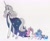 Size: 1913x1550 | Tagged: safe, artist:draw1709, princess celestia, princess luna, star swirl the bearded, pony, g4, cewestia, female, filly, pink-mane celestia, traditional art, woona, younger