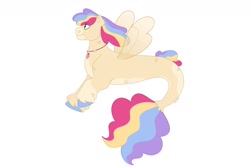 Size: 1280x854 | Tagged: safe, artist:itstechtock, oc, oc only, oc:zapple pie, hybrid, seapony (g4), interspecies offspring, magical lesbian spawn, offspring, parent:pinkie pie, parent:princess skystar, parents:skypie, simple background, solo, white background