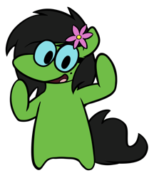 Size: 730x844 | Tagged: safe, artist:whatsapokemon, oc, oc only, oc:prickly pears, chibi, flower, flower in hair, glasses, looking at you, mole, rule 63, simple background, transparent background