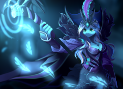 Size: 3228x2333 | Tagged: safe, artist:airiniblock, oc, oc only, oc:vivid tone, pegasus, anthro, rcf community, clothes, commission, female, high res, not luna, scepter, solo