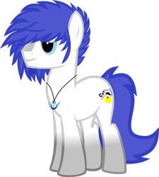 Size: 1237x1377 | Tagged: safe, artist:isaac_pony, oc, oc only, oc:isaac pony, earth pony, pony, big mane, blue eyes, blue mane, blue tail, cutie mark, gray, male, simple background, smiling, solo, stallion, transparent background