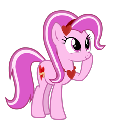 Size: 2652x2962 | Tagged: safe, artist:chomakony, oc, oc only, oc:lovemack, earth pony, pony, earth pony oc, female, headband, heart, high res, hoof on cheek, mare, raised hoof, show accurate, simple background, smiling, solo, transparent background
