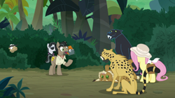 Size: 1920x1080 | Tagged: safe, screencap, biff, doctor caballeron, fluttershy, rogue (g4), withers, big cat, cat, cheetah, earth pony, jaguar (animal), lynx, pegasus, pony, daring doubt, g4, female, henchmen, male, mare, stallion