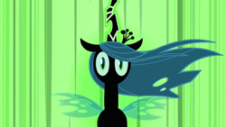 Size: 1280x720 | Tagged: safe, screencap, queen chrysalis, changeling, changeling queen, a canterlot wedding, g4, female, holes in wings, no mouth, solo