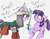 Size: 2016x1572 | Tagged: safe, artist:t72b, starlight glimmer, twilight sparkle, pony, unicorn, g4, arabic, armor, backing away, clothes, dialogue, helmet, historical roleplay starlight, levitation, looking at each other, magic, saladin, scared, scimitar, simple background, sword, telekinesis, unicorn twilight, weapon, white background