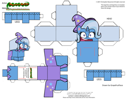 Size: 2979x2354 | Tagged: safe, artist:grapefruitface1, trixie, pony, unicorn, friendship gems, g4.5, my little pony: pony life, cape, clothes, craft, cubeecraft, female, hat, high res, papercraft, printable, simple background, template, white background