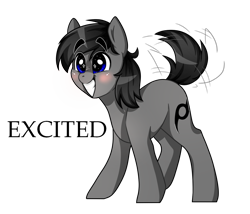 Size: 1280x1098 | Tagged: safe, artist:madkadd, oc, oc only, earth pony, pony, blushing, earth pony oc, excited, grin, male, simple background, smiling, solo, stallion, starry eyes, tail wag, transparent background, wingding eyes
