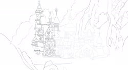 Size: 2048x1130 | Tagged: safe, artist:chocodamai, canterlot, castle, wip