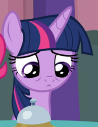 Size: 448x578 | Tagged: safe, screencap, twilight sparkle, alicorn, pony, a trivial pursuit, g4, cropped, cute, dejected, female, looking down, sad, sadorable, solo, twilight sparkle (alicorn)