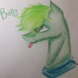 Size: 436x436 | Tagged: safe, artist:olyaandspid, oc, oc only, earth pony, pony, unicorn, :p, bust, earth pony oc, glasses, solo, tongue out, traditional art
