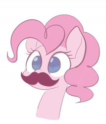 Size: 1541x1801 | Tagged: safe, artist:noupu, pinkie pie, earth pony, pony, g4, bust, cute, diapinkes, facial hair, female, mare, moustache, portrait, simple background, solo, white background