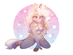 Size: 1600x1200 | Tagged: safe, artist:oofycolorful, oc, oc only, oc:pearl purity, unicorn, anthro, female, solo