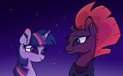 Size: 1280x801 | Tagged: safe, artist:plethxra, tempest shadow, twilight sparkle, pony, g4, my little pony: the movie, bust, portrait, scene interpretation